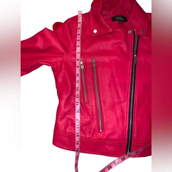 PRICE DROP! Red Faux Leather Crop Jacket Medium - Picture 9 of 13